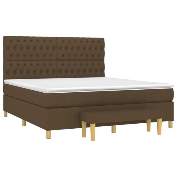 vidaXL Sommier &agrave; lattes de lit avec matelas Marron fonc&eacute; 180x200 cm