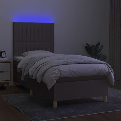 vidaXL Sommier à lattes de lit et matelas et LED Taupe 80x200cm Tissu