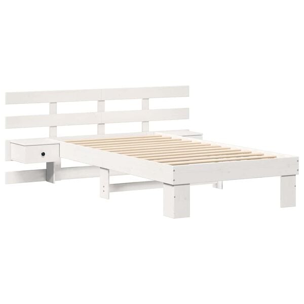 vidaXL Cadre de lit avec t&ecirc;te de lit Blanc 75 x 190 cm Pin massif