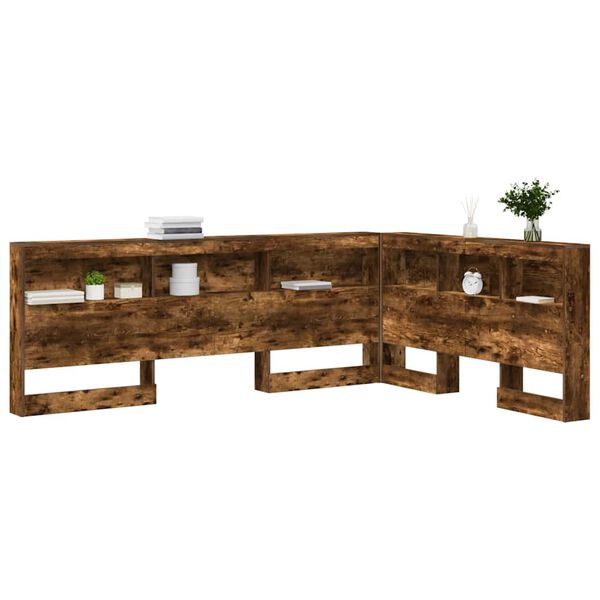 vidaXL T&ecirc;te de lit de rangement Ch&ecirc;ne fum&eacute; 150 cm Bois d'ing&eacute;nierie