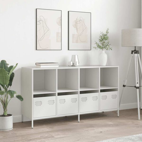 vidaXL Buffet blanc 135x39x73,5 cm acier lamin&eacute; &agrave; froid