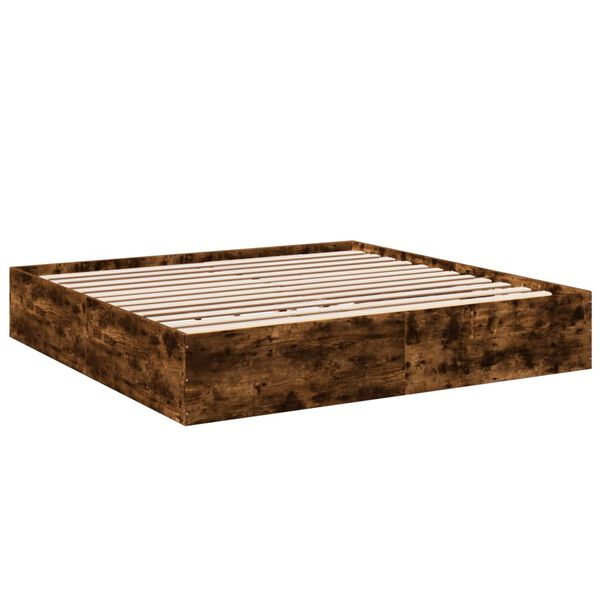 vidaXL Cadre de lit sans matelas ch&ecirc;ne fum&eacute; 200x200 cm