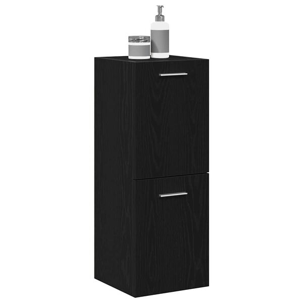 vidaXL Cabinet de salle de bain avec porte Chêne noir 30 x 30 x 80 cm