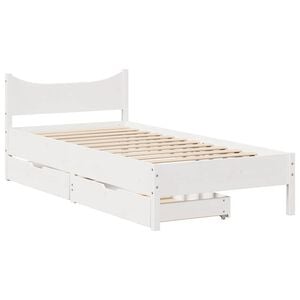 vidaXL Cadre de lit avec tiroirs blanc 75x190 cm bois de pin massif
