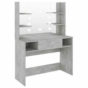 vidaXL Table de maquillage &eacute;clairage LED 100x40x135 cm MDF Gris b&eacute;ton