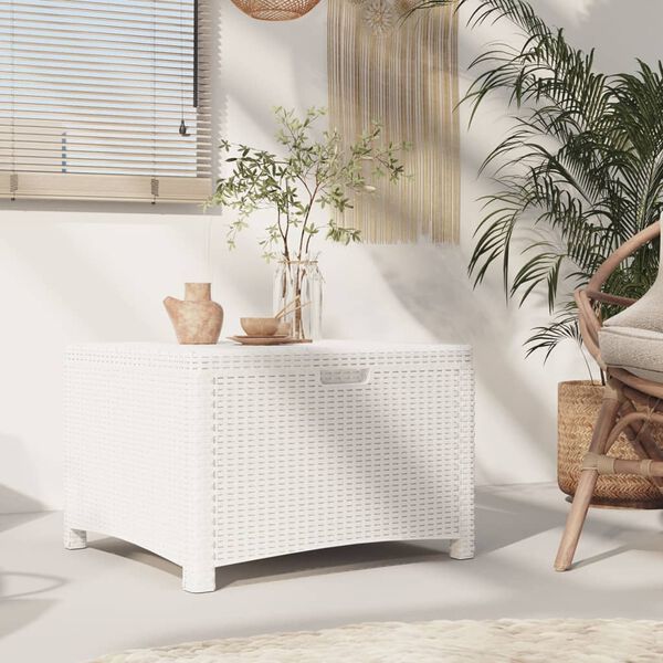vidaXL Bo&icirc;te de rangement de jardin 60x54x41 cm Rotin PP Blanc