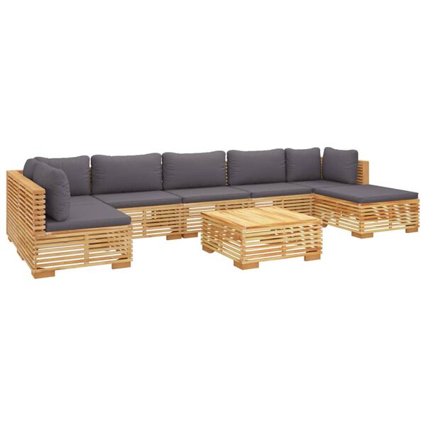 vidaXL Salon de jardin 8 pcs avec coussins Bois de teck solide