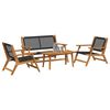 vidaXL Chaises de jardin avec table 4 pcs Noir 90 x 45 x 40 cm
