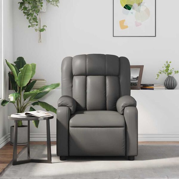 vidaXL Fauteuil de massage inclinable Gris Similicuir