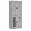vidaXL Buffet haut Gris b&eacute;ton 69,5x34x180 cm Bois d'ing&eacute;nierie