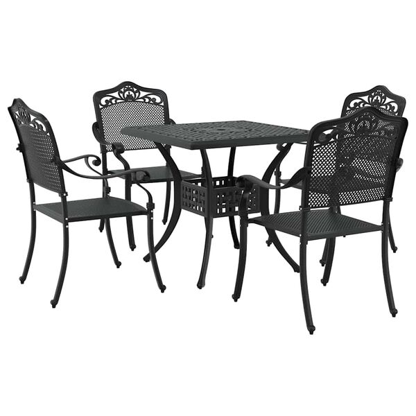 vidaXL Ensemble de tables de jardin 5 pcs Noir Aluminium coul&eacute;