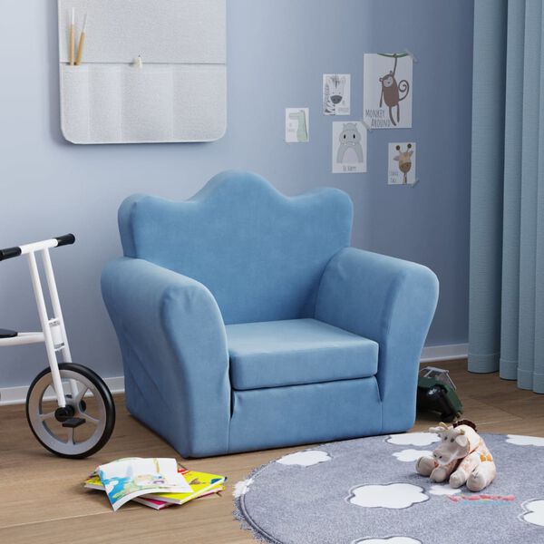 vidaXL Canap&eacute;-lit pour enfants Bleu Peluche douce