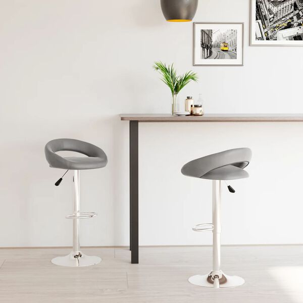 vidaXL Tabourets de bar lot de 2 gris similicuir