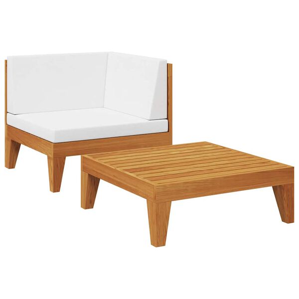 vidaXL Salon de jardin 2 pcs avec coussins Bois d'acacia solide