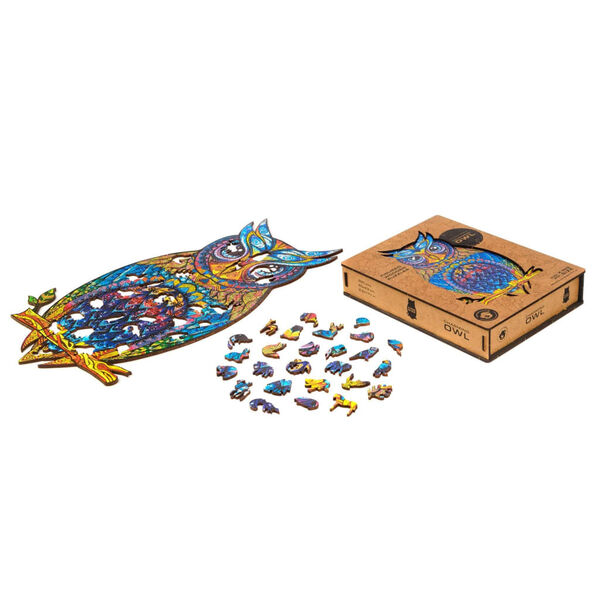 UNIDRAGON Puzzle en bois 650 pcs Charming Owl Taille royale 35x60 cm