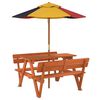 vidaXL Table de pique-nique pour 4 enfants avec parasol bois de sapin