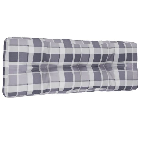 vidaXL Coussin de palette motif &agrave; carreaux gris 120x40x12 cm tissu