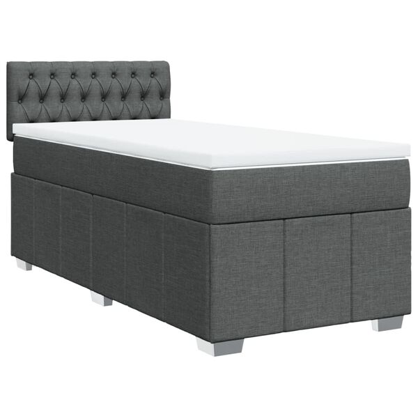 vidaXL Sommier &agrave; lattes de lit avec matelas Gris fonc&eacute; 80x200 cm Tissu