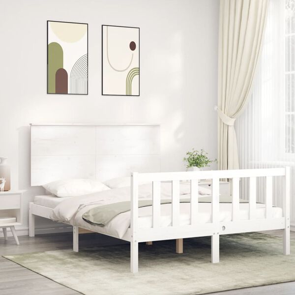 vidaXL Cadre de lit sans matelas blanc 140x200 cm bois de pin massif