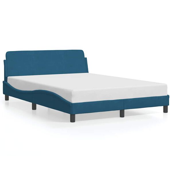 vidaXL Cadre de lit avec t&ecirc;te de lit Dover bleu 140x190cm velours