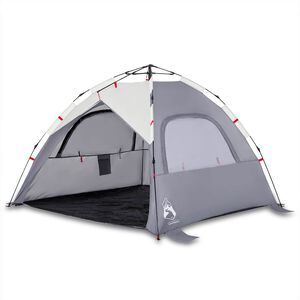 vidaXL Tente de plage 3 personnes gris lib&eacute;ration rapide imperm&eacute;able