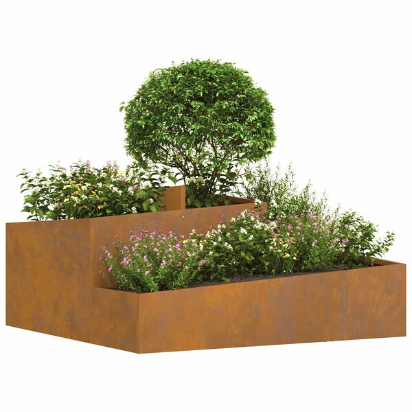 vidaXL Cache-pot de jardin Marron 100 x 100 x 50 cm Acier patin&eacute;