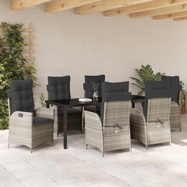vidaXL Ensemble de salle &agrave; manger pour jardin 7 pcs Gris clair