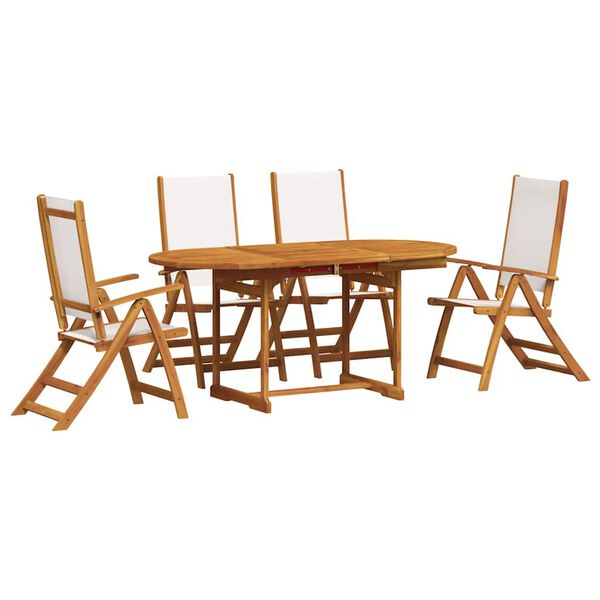 vidaXL Ensemble &agrave; manger de jardin 5pcs bois d'acacia solide textil&egrave;ne