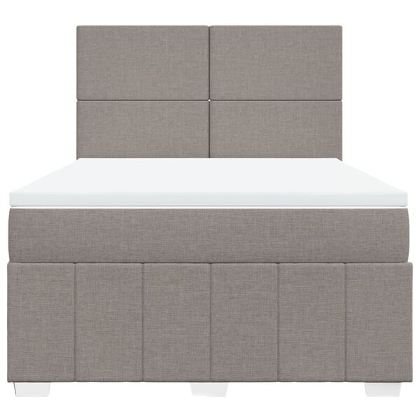 vidaXL Sommier &agrave; lattes de lit avec matelas Taupe 140x190 cm Tissu