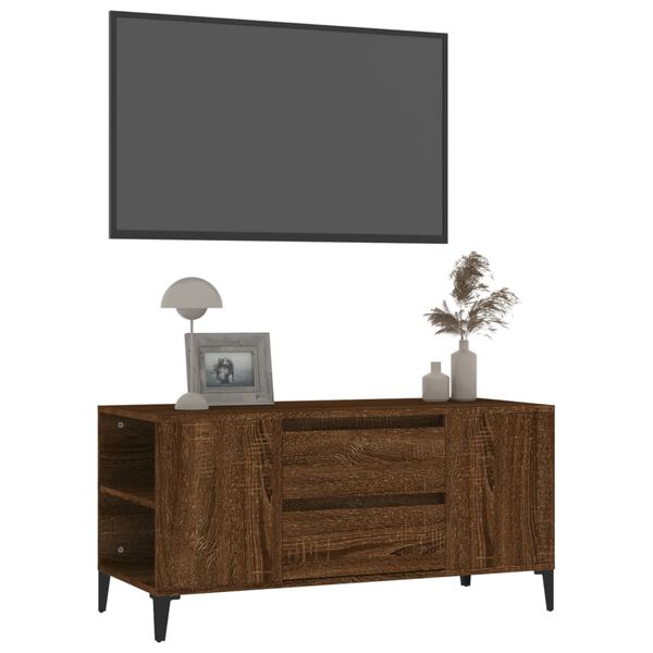 vidaXL Meuble TV Ch&ecirc;ne marron 102x44,5x50 cm Bois d'ing&eacute;nierie