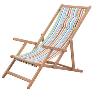 vidaXL Chaise pliante en tissu et structure en bois multicolore