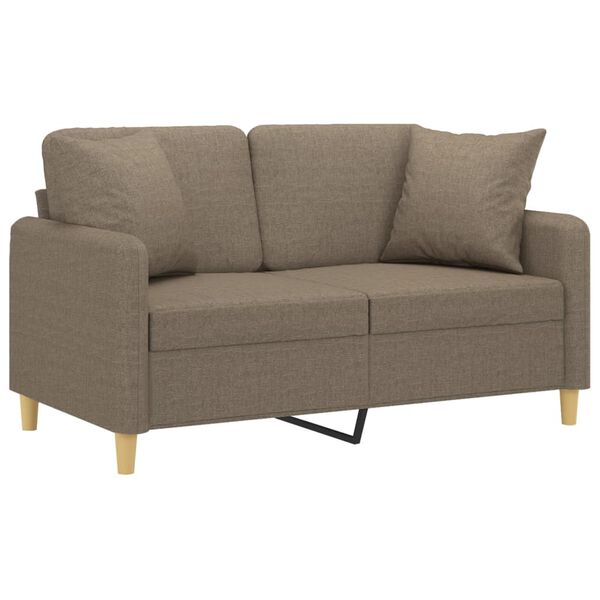 vidaXL Canap&eacute; 2 places et oreillers et coussins Taupe 120 cm Tissu