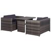 vidaXL Ensemble de bistro 3 pcs avec coussins gris r&eacute;sine tress&eacute;e