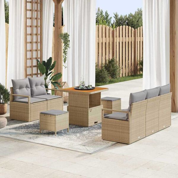 vidaXL Ensemble de canap&eacute; de jardin 8 pcs Beige et Gris clair