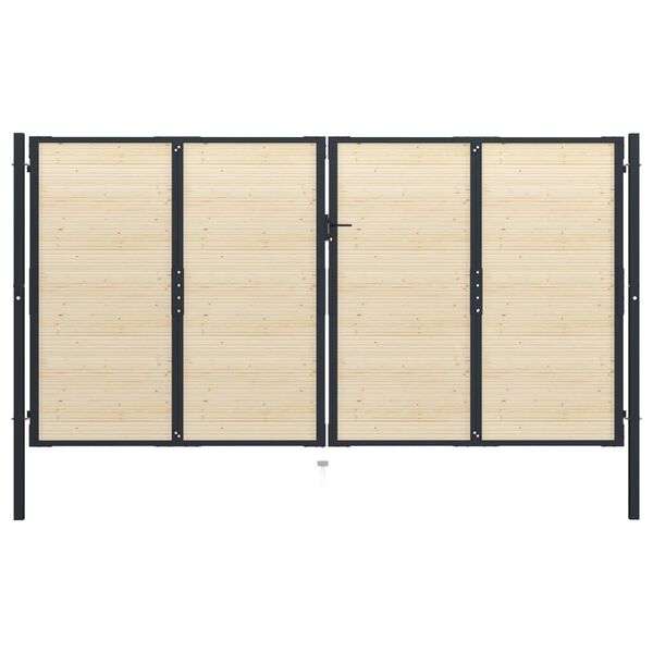 vidaXL Portail de cl&ocirc;ture en acier et bois d'&eacute;pic&eacute;a 408 x 200 cm