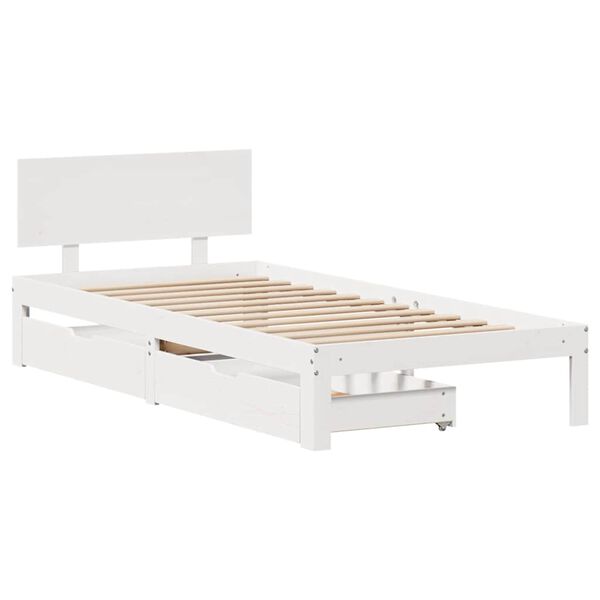 vidaXL Cadre de lit avec tiroirs sans matelas blanc 100x200 cm