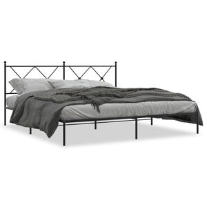 vidaXL Cadre de lit métal sans matelas avec tête de lit noir 183x213cm