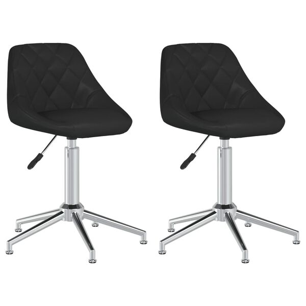 vidaXL Chaises pivotantes &agrave; manger lot de 2 noir similicuir