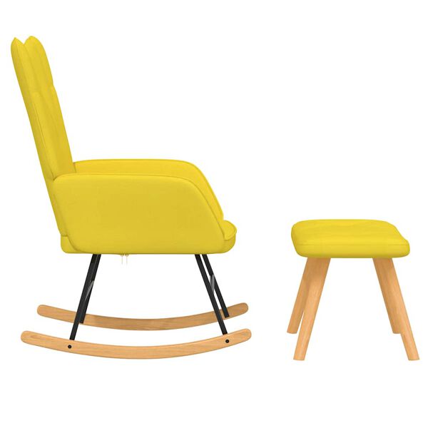 vidaXL Chaise &agrave; bascule avec tabouret Jaune moutarde Tissu