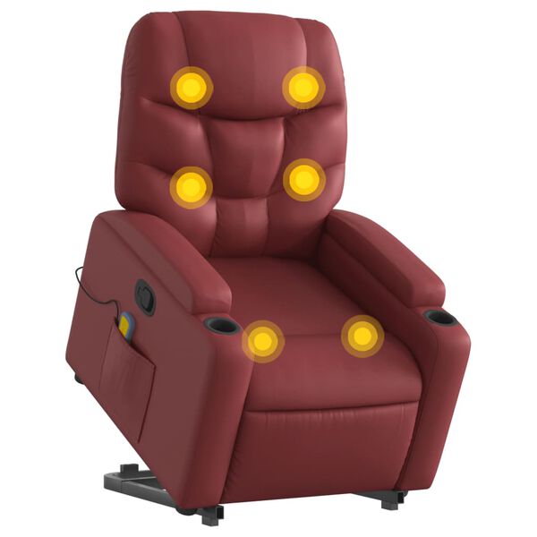 vidaXL Fauteuil inclinable de massage Rouge bordeaux Similicuir