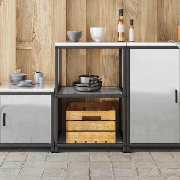 vidaXL Rangement de cuisine avec &eacute;tag&egrave;re Argent 60 x 50 x 92 cm Acier