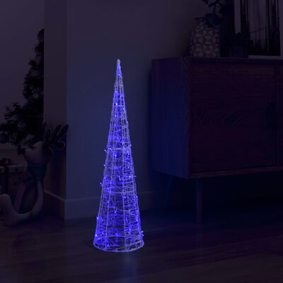 vidaXL Cône lumineux décoratif pyramide à LED Acrylique Bleu 90 cm