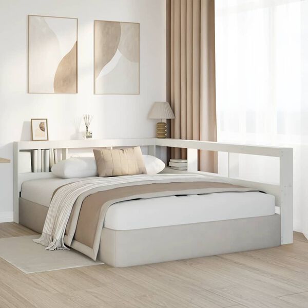 vidaXL T&ecirc;te de lit de biblioth&egrave;que forme de L 135 cm bois massif pin