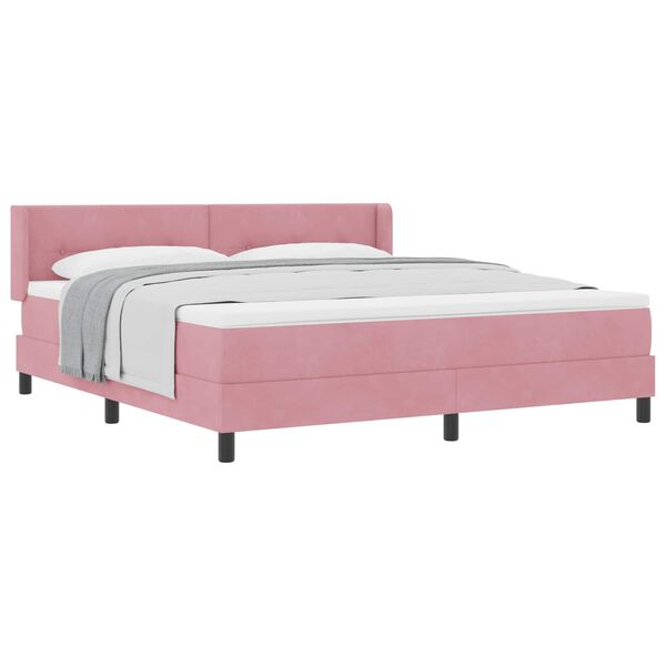 vidaXL Lit &agrave; ressorts avec matelas Rose 200 x 180 cm Velours