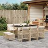 vidaXL Ensemble &agrave; manger de jardin et coussins 11 pcs beige poly rotin