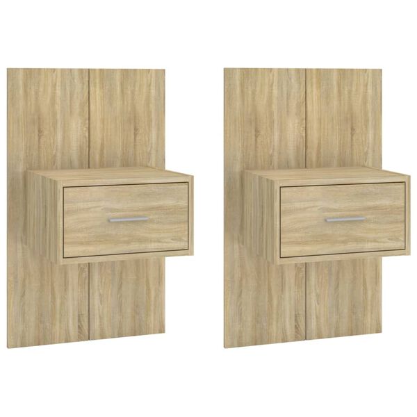 vidaXL Tables de chevet murales 2 pcs Ch&ecirc;ne sonoma