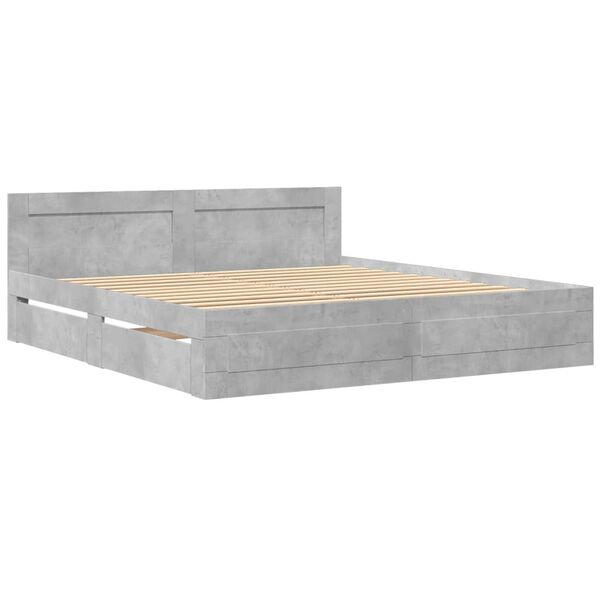 vidaXL Cadre de lit t&ecirc;te de lit sans matelas gris b&eacute;ton 200x200 cm
