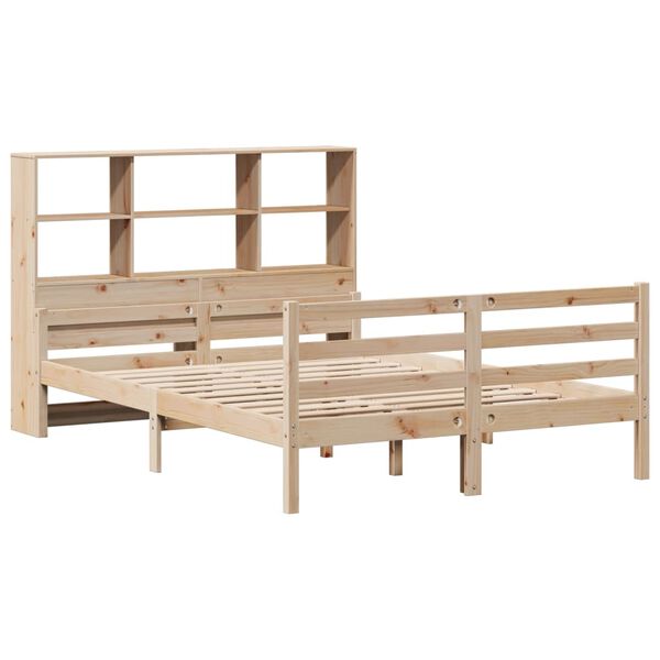 vidaXL Lit bibliothèque sans matelas 140x200 cm bois massif de pin