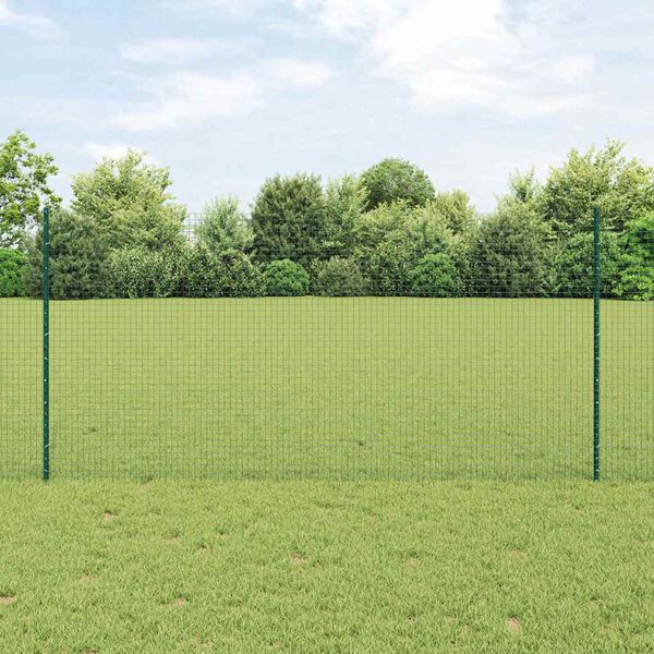 vidaXL Cl&ocirc;ture avec poteau Vert 1,2 x 50 m Acier et PVC