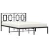 vidaXL Cadre de lit m&eacute;tal sans matelas avec t&ecirc;te de lit noir 135x190cm
